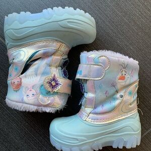 Disney Frozen Kids Snow Boots - Light Blue and White